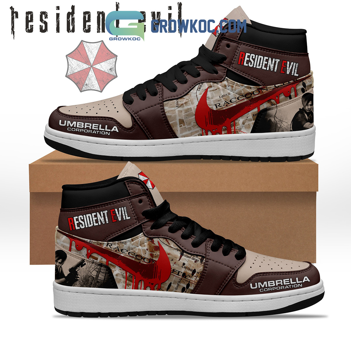 Resident Evil Umbrella Corporation Air Jordan 1 Shoe2B1 BJ6pu