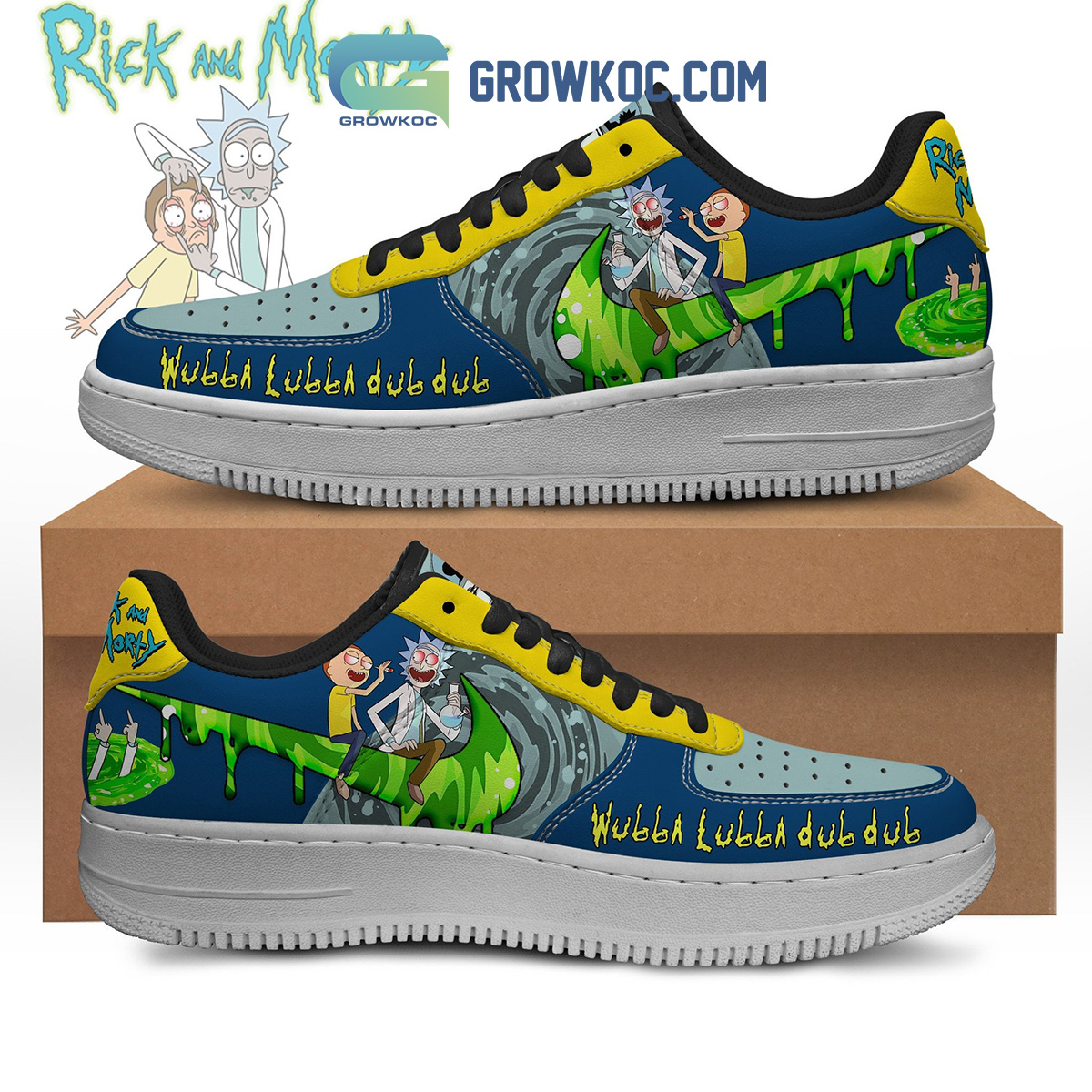 Rick And Morty Cartoon Wubba Lubba Dub Dub Air Force 1 Shoes2B1 MdtUY