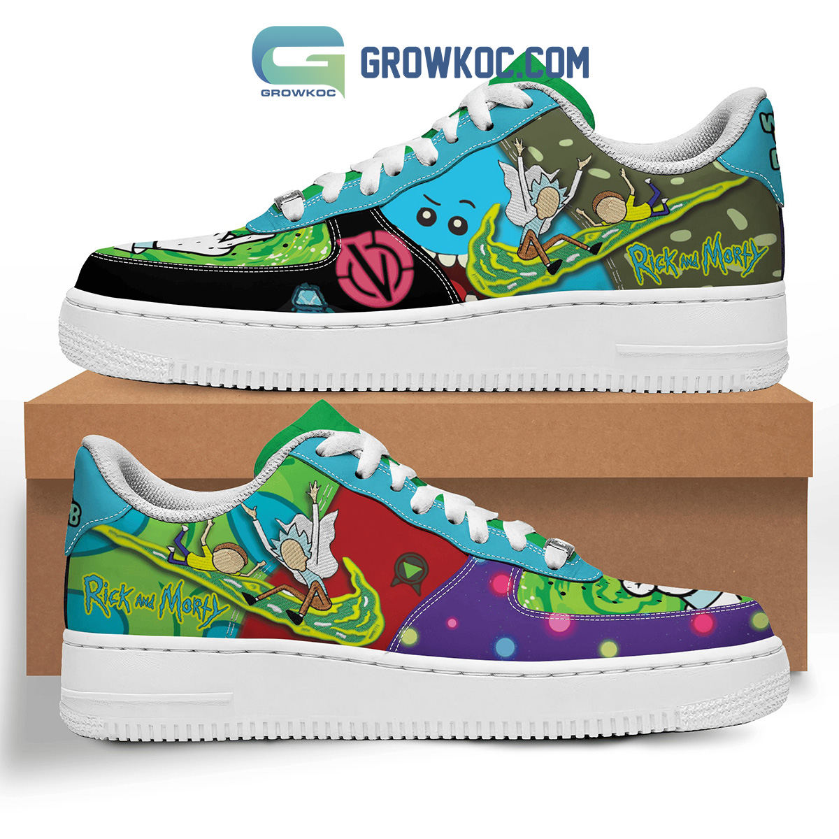 Rick And Morty Rick Sanchez Morty Jr. Dub Dub Air Force 1 Shoes2B1 oGRpt