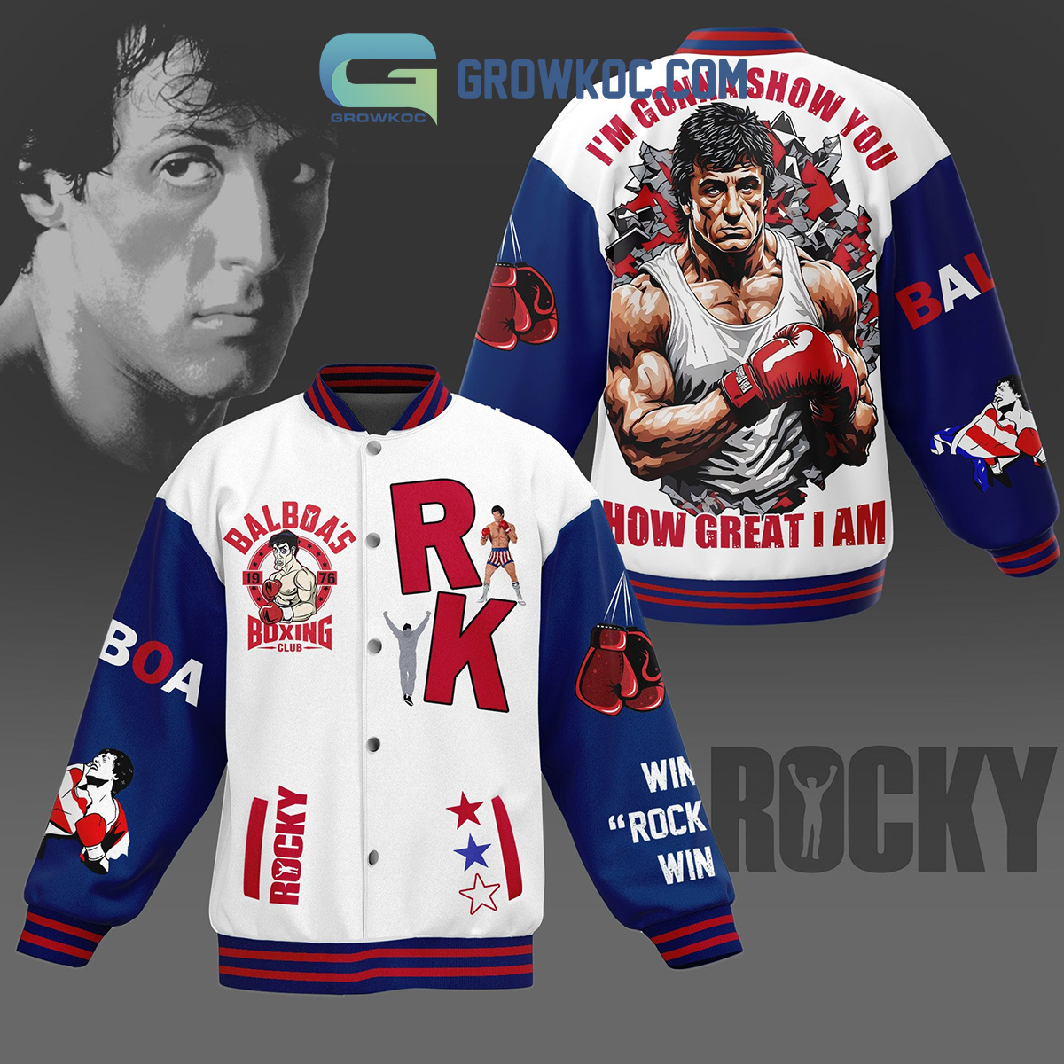 Rocky How Great I Am Baseball Jacket2B1 rU4dw