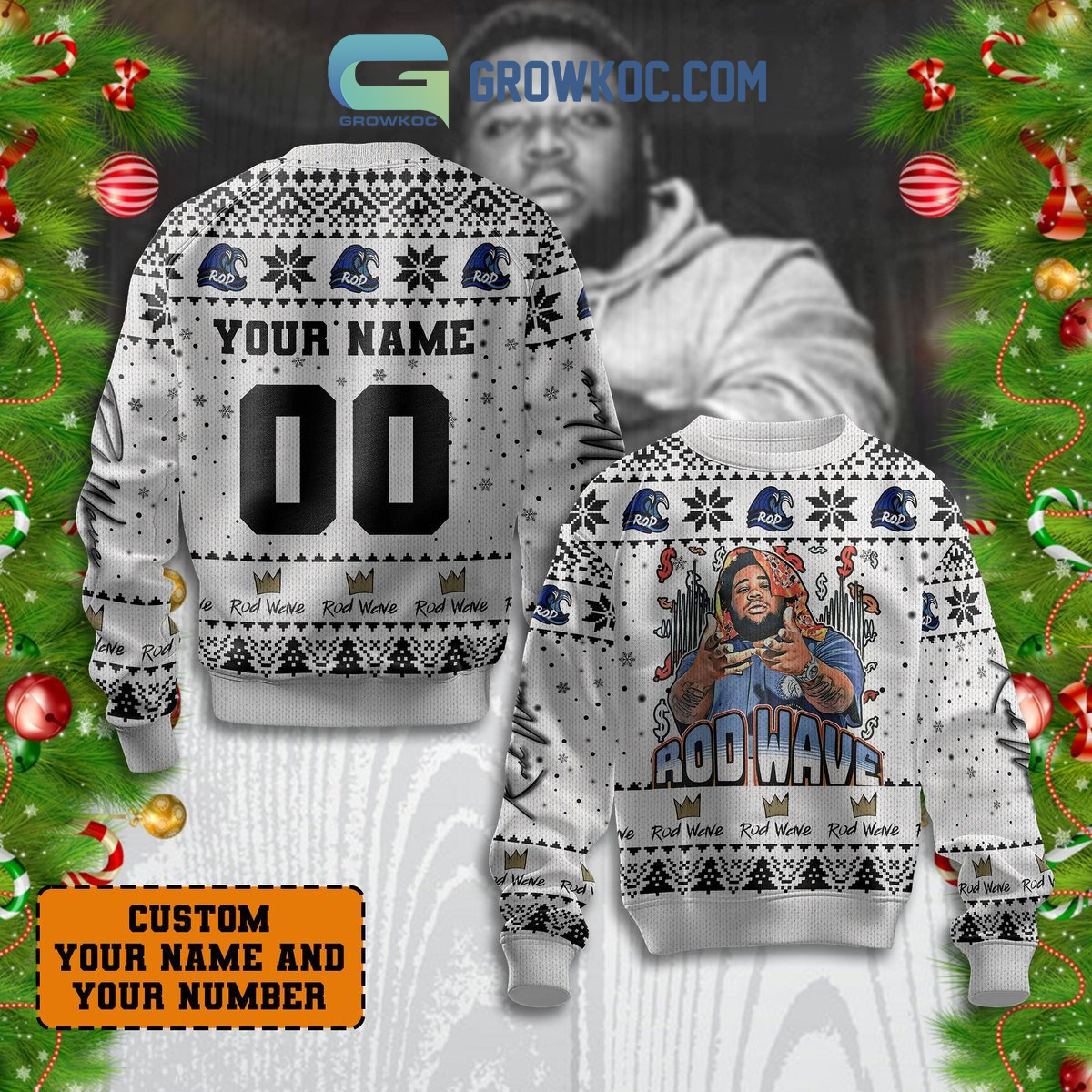 Rod Wave Hip Hop Rap Nostalgia Personalized Christmas Ugly Sweater2B1 yLiw8