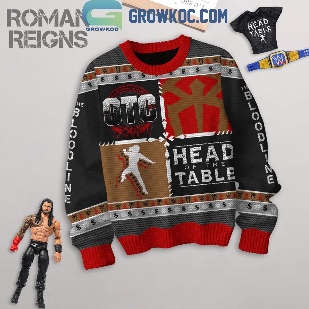 Roman Reigns Head Of The Table WWE Christmas Ugly Sweater 1 OM4a2