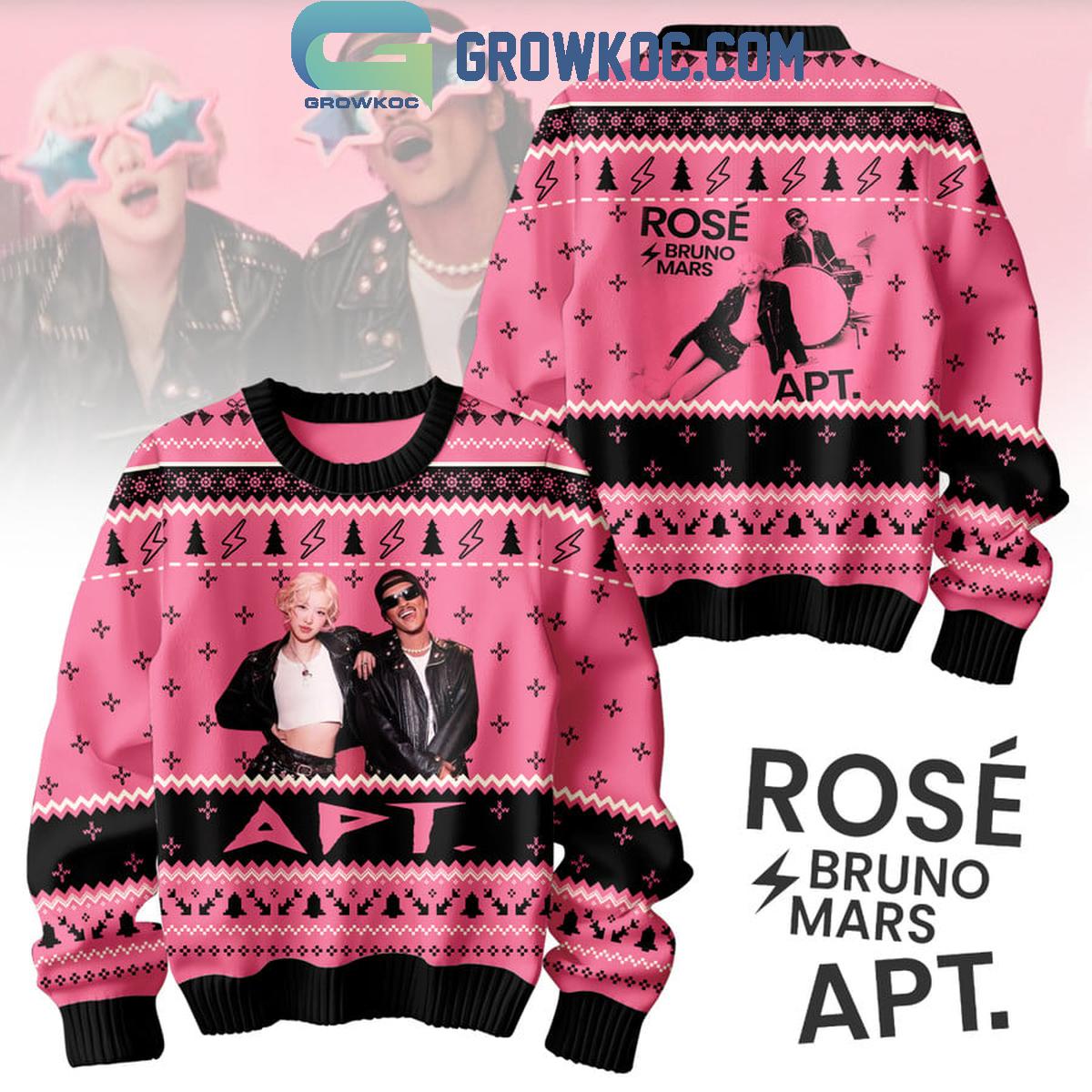 Rose Black Pink Bruno Mars Apt Merry Christmas Ugly Sweater 1 1YInk