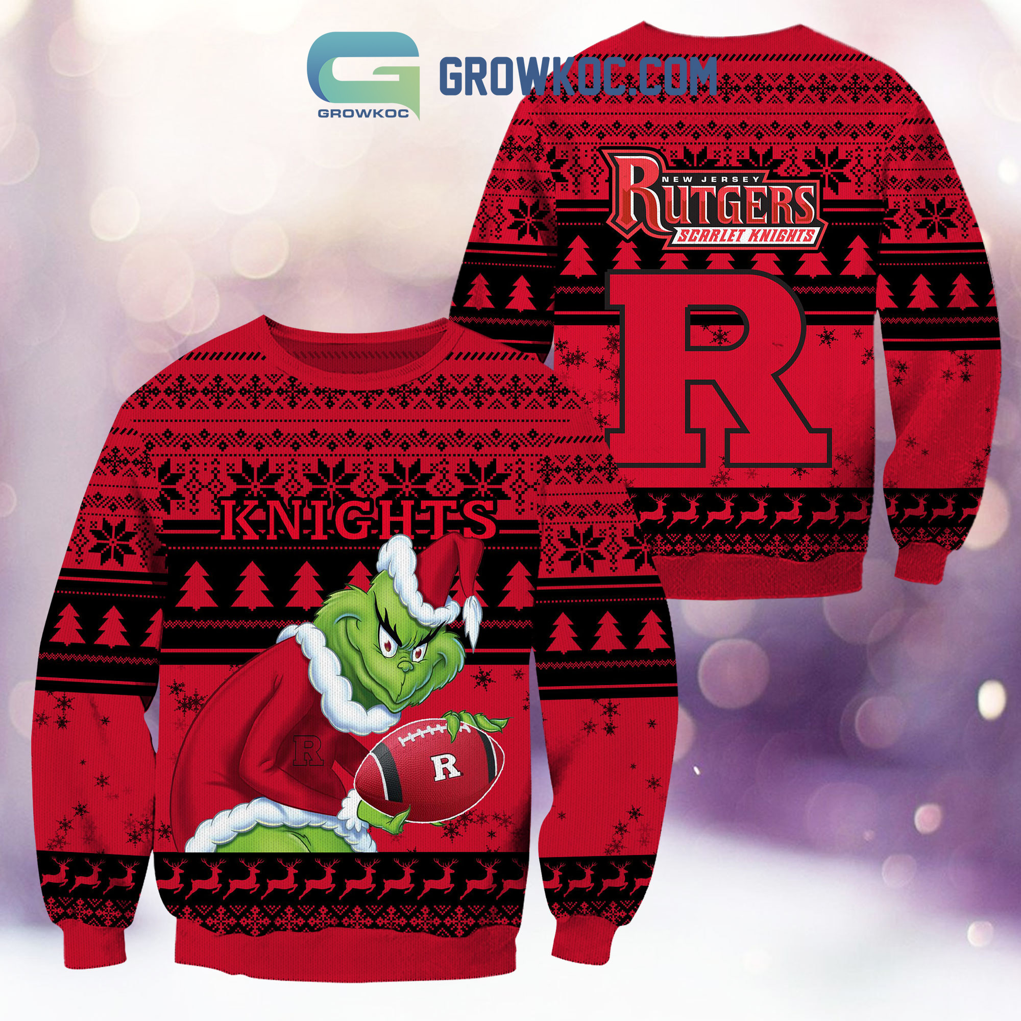 Rutgers Scarlet Knights Grinch NCAA Christmas Ugly Sweater2B1 IWYcF