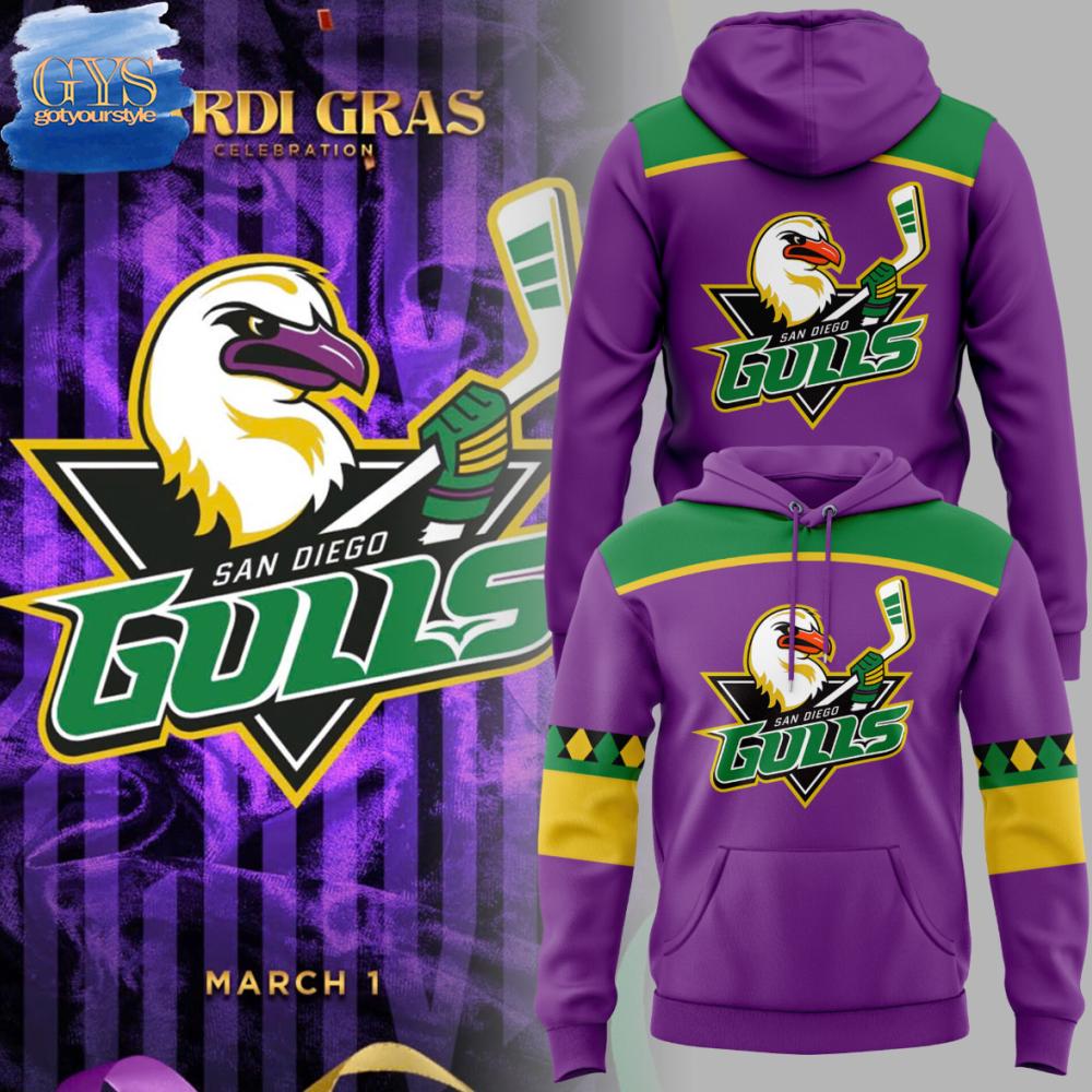 San Diego Gulls 2425 Mardi Gras Limited Edition Hoodie 1