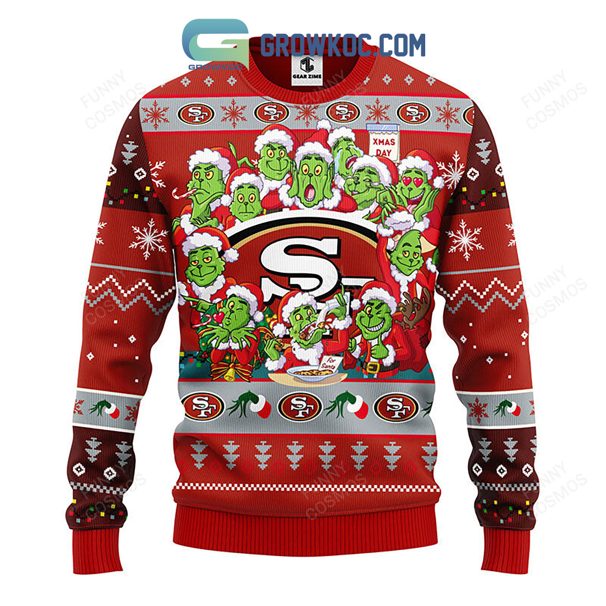 San Francisco 49ers 12 Grinch Xmas Day Christmas Ugly Sweater2B1 AzCZM