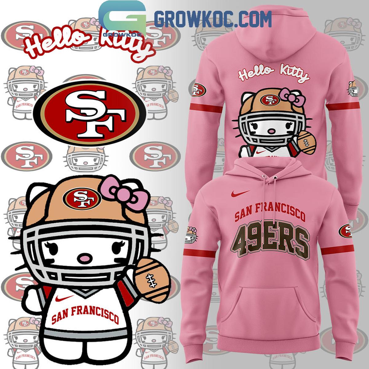 San Francisco 49ers 50th Anniversary Of Hello Kitty 2024 Pink Love Hoodie T Shirt 1 F8I8e