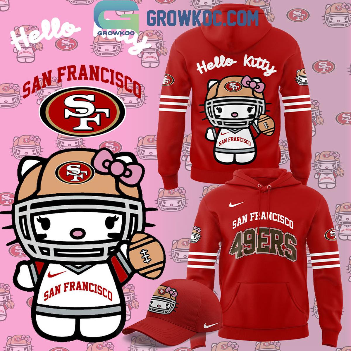 San Francisco 49ers 50th Anniversary Of Hello Kitty Red Version Hoodie T Shirt 1 nZu7G
