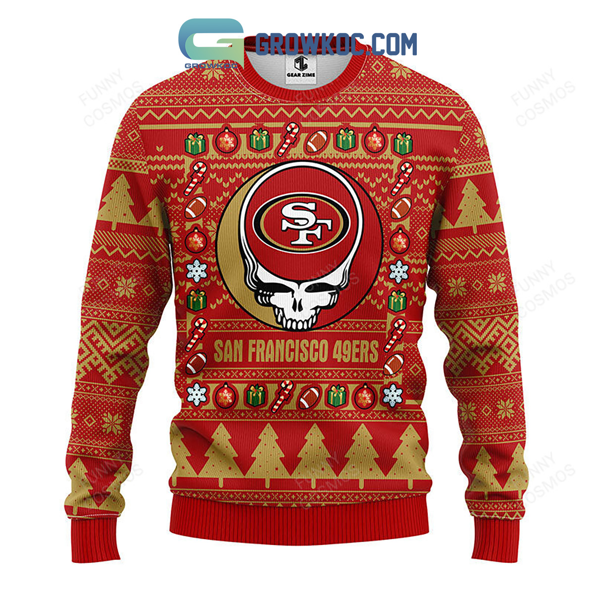 San Francisco 49ers Grateful Dead Ugly Christmas Fleece Sweater2B1 ktfoI