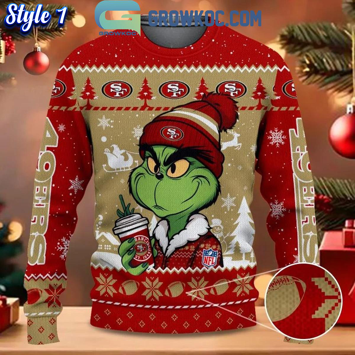 San Francisco 49ers Grinch Stolen Christmas 2024 Grinchmas Ugly Sweater 1 CzlHG 1
