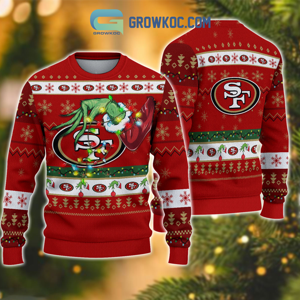 San Francisco 49ers NFL Grinch Christmas Ugly Sweater2B1 GcTIX