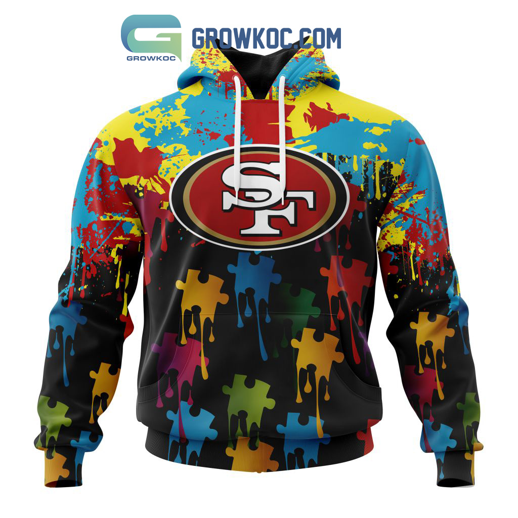 San Francisco 49ers Personalized Autism Awareness Puzzle Painting Hoodie Shirts2B1 6KloI