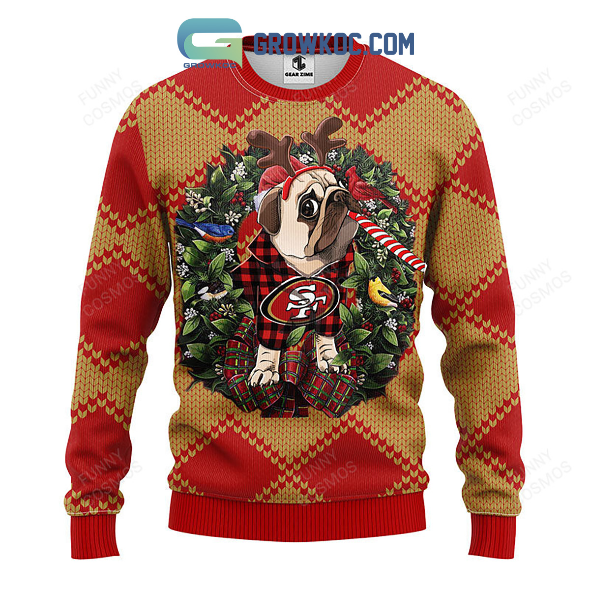 San Francisco 49ers Pub Dog Christmas Ugly Sweater2B1 yZ9JW