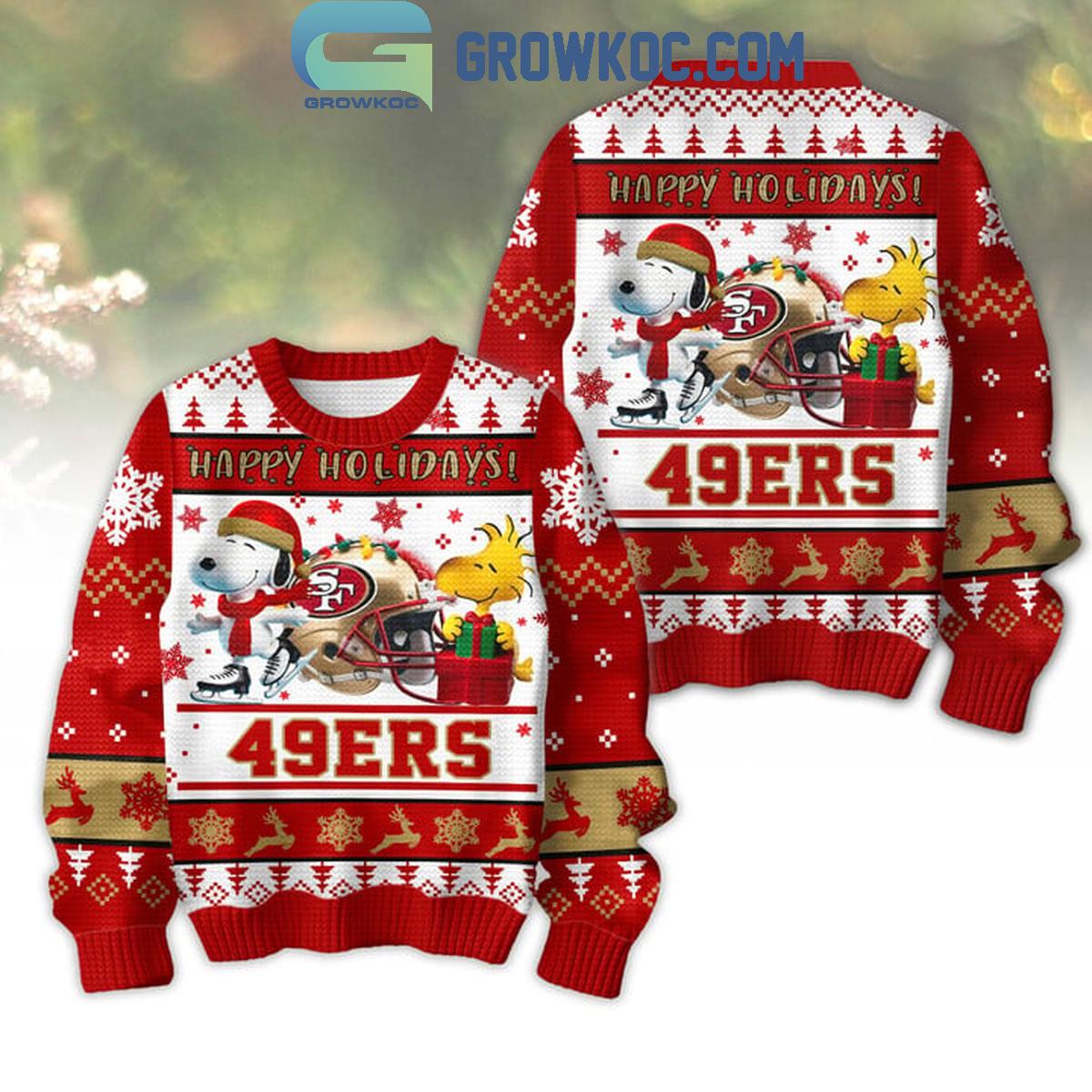 San Francisco 49ers Snoopy Happy Holiday Merry Christmas Football Ugly Sweater 1 UlOKI
