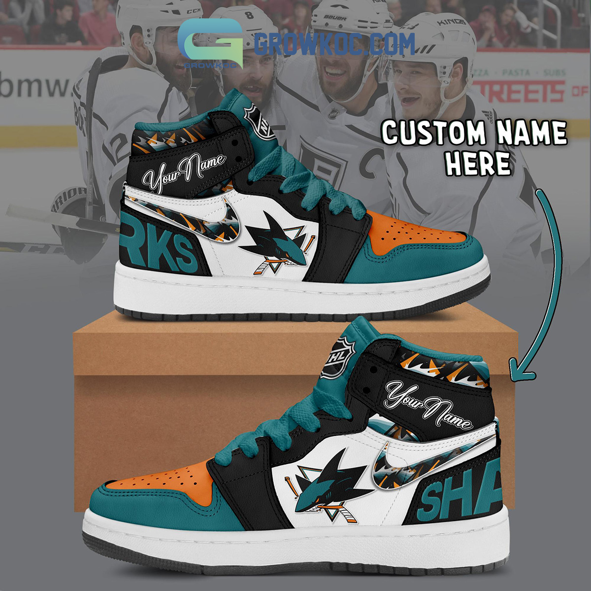 San Jose Sharks NHL Personalized Air Jordan 1 Shoes2B1 YBB88