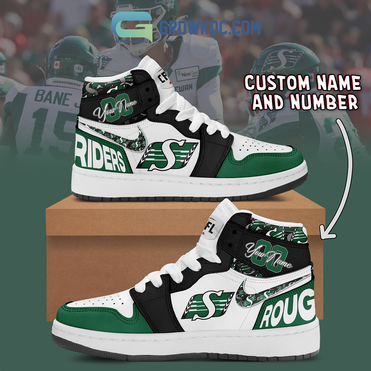 Saskatchewan Roughriders Personalized Air Jordan 1 Shoes2B1 hnf9Q