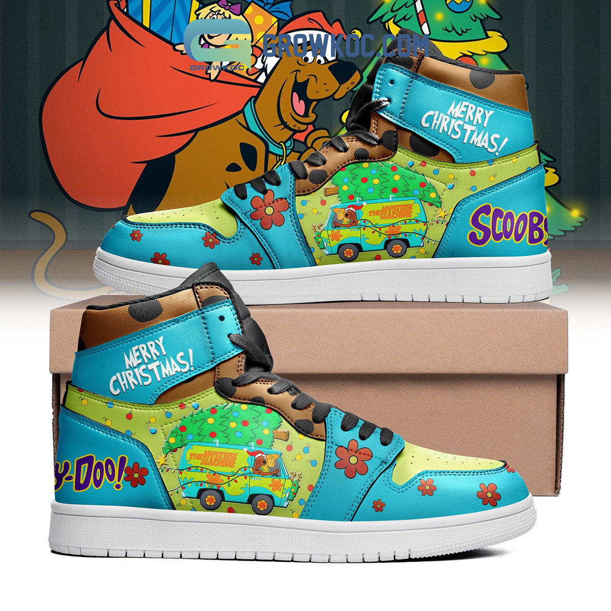 Scooby Doo Merry Christmas The Mystery Machine Holidays Air Jordan Shoe2B1 EQIBO