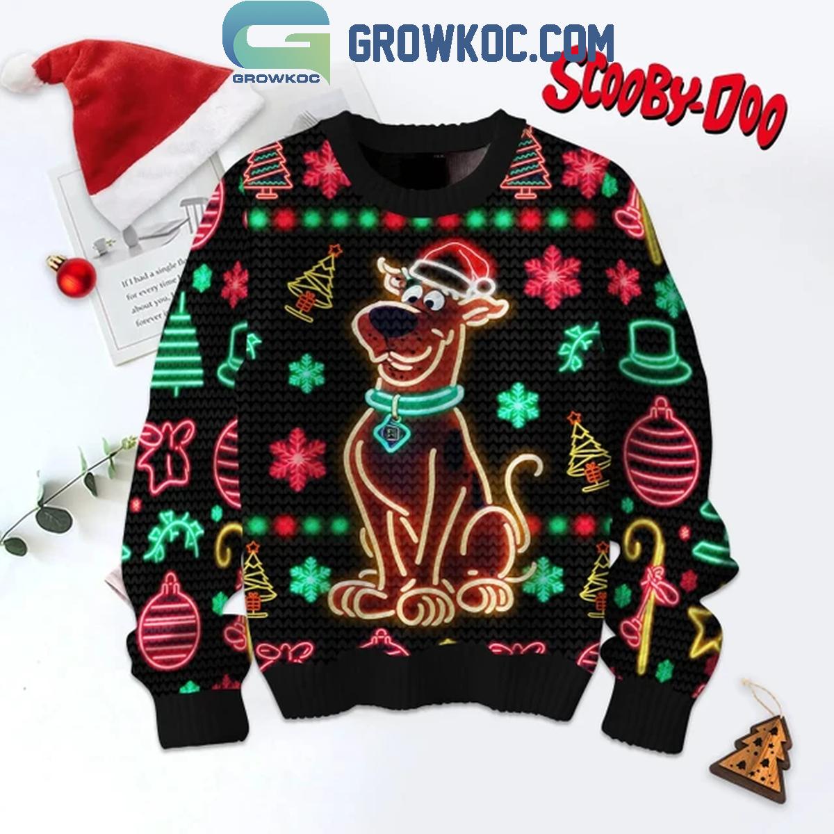 Scooby Doo Merry Mysterymas Celebrating 2024 Christmas Lights Ugly Sweater 1 NX2D6
