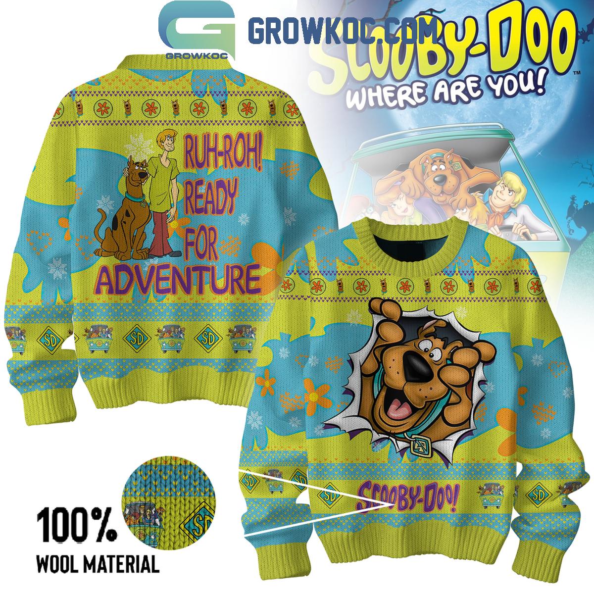 Scooby Doo Ready For Adventure Ruh Roh Christmas Ugly Sweater 1 5Qt3K