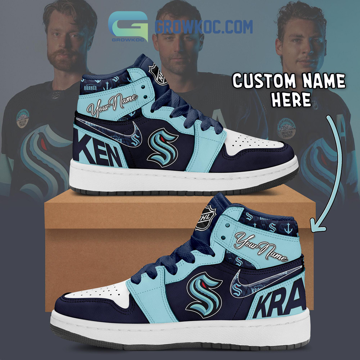 Seattle Kraken NHL Personalized Air Jordan 1 Shoes2B1 Brl3n