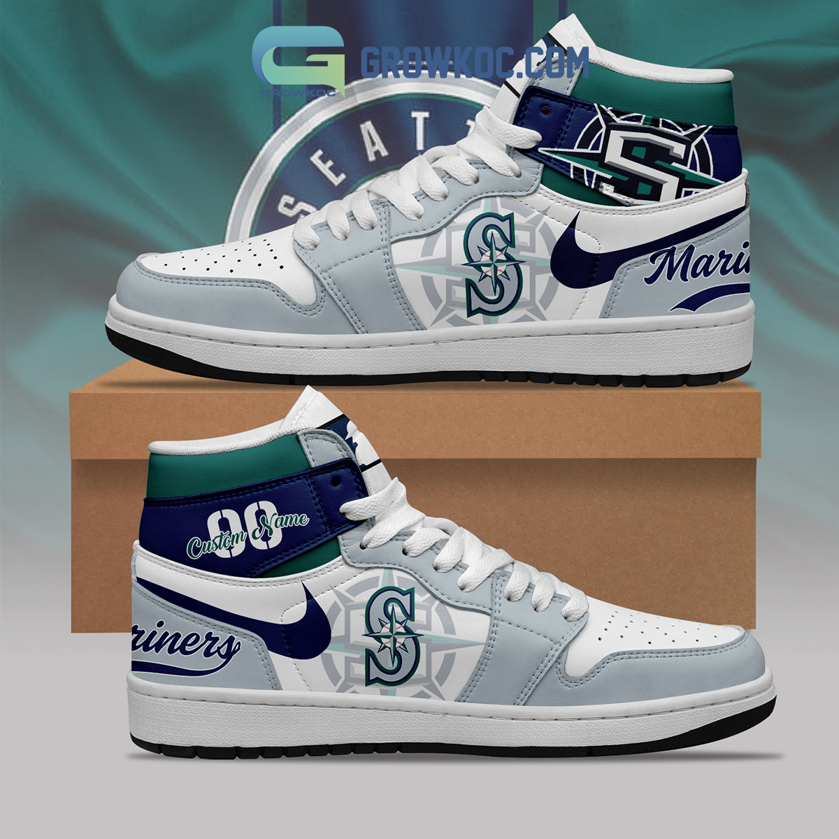 Seattle Mariners MLB Personalized Air Jordan 1 Shoes2B1 pYpmx