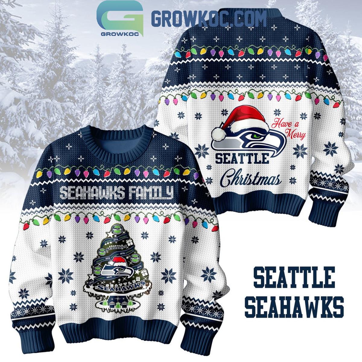Seattle Seahawks Seattle Family Have A Merry Christmas 2024 Ugly Sweater 1 KPHRf
