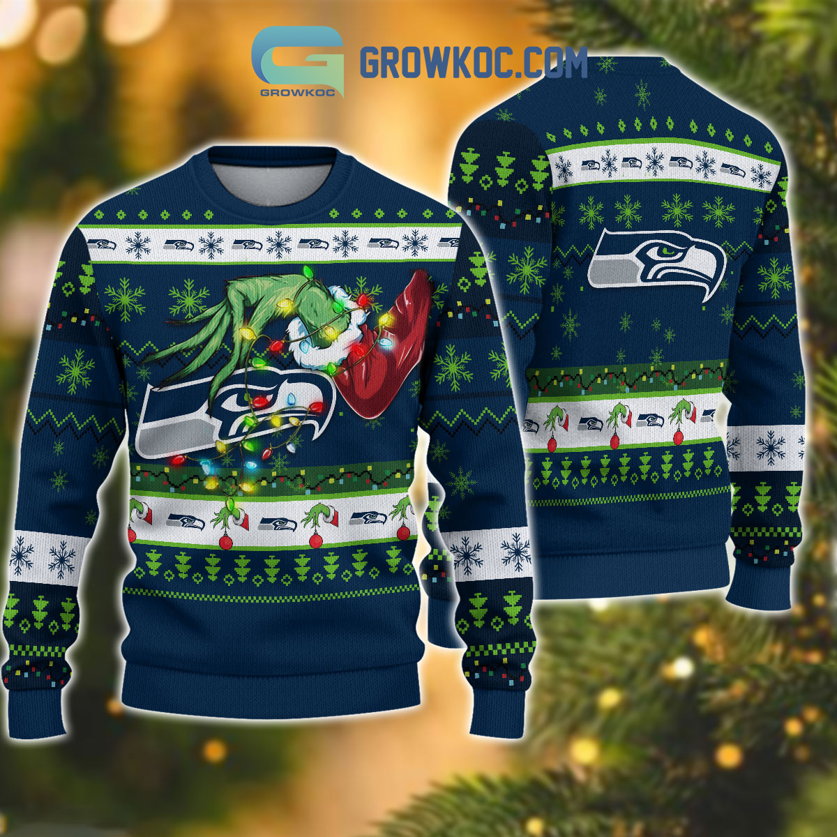 Seattle seahawks NFL Grinch Christmas Ugly Sweater2B1 qP5bL