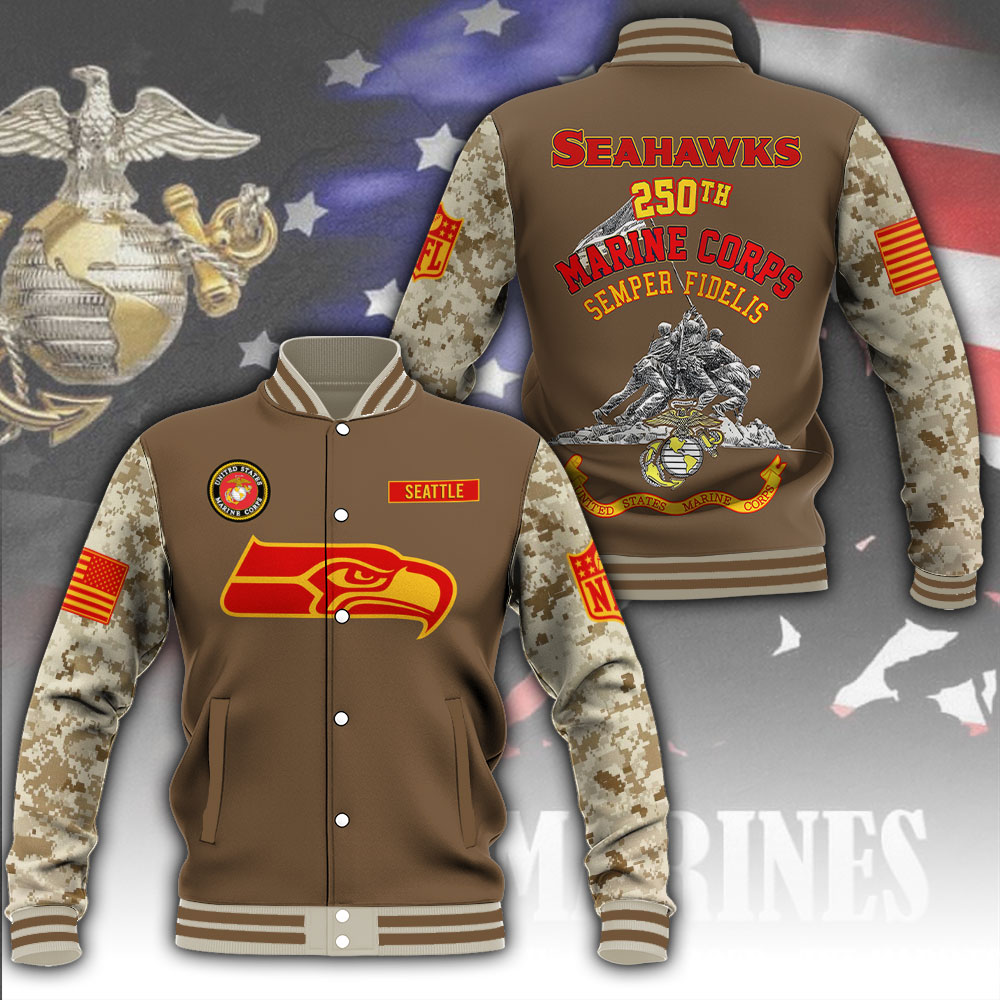 Seattle Seahawks x US Marine Corps 250th Anniversary Varsity Jacket MAITM12799