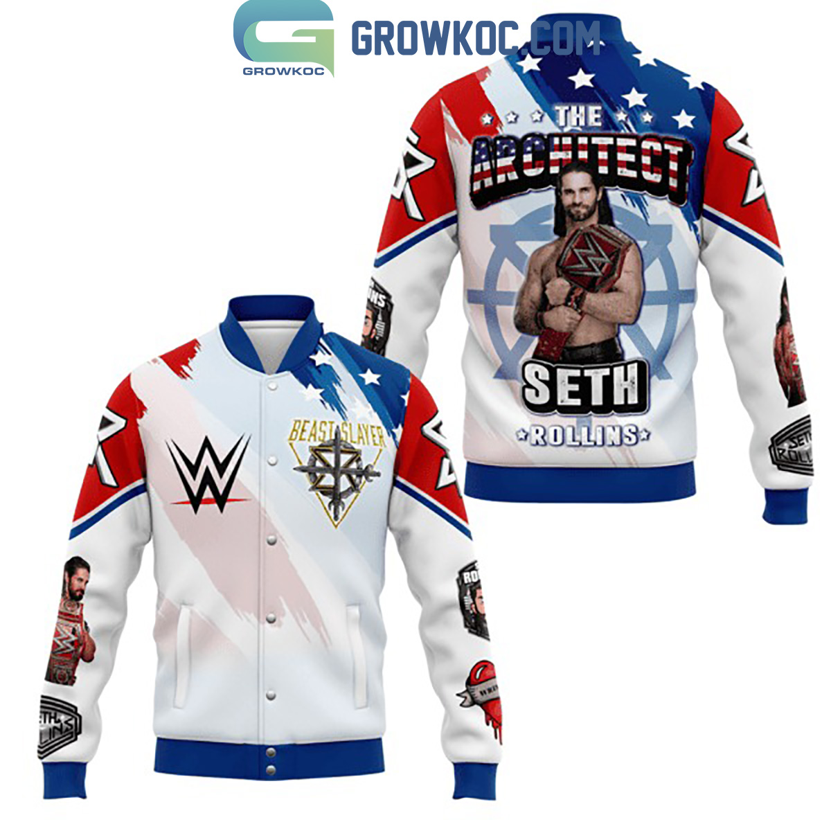 Seth Rollins Beast Slayer The Architect Baseball Jacket2B1 DGgzQ