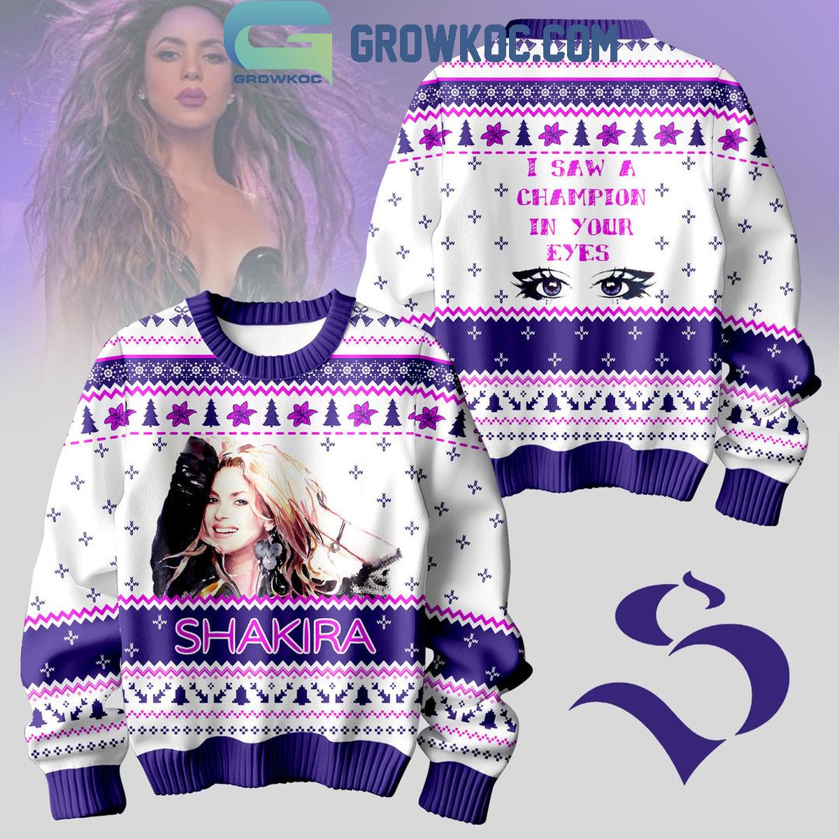 Shakira I Saw A Champion In Eyes Christmas Ugly Sweater 1 lTbk2