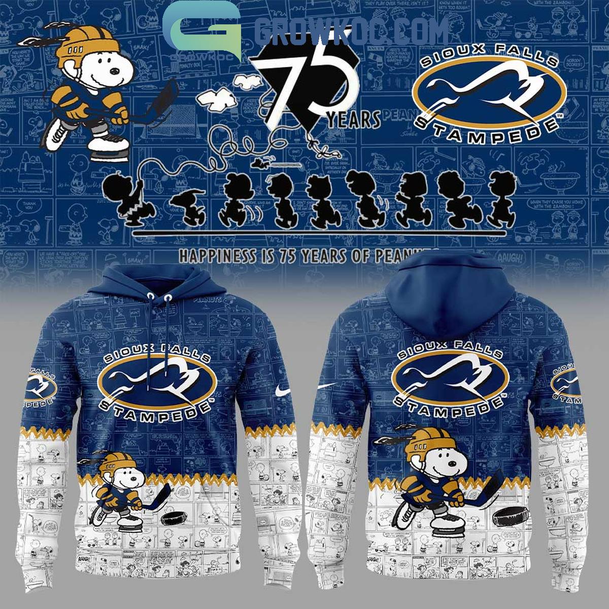 Sioux Falls Stampede 75th Anniversary Snoopy Peanuts Hoodie T Shirt 1 R4q5x
