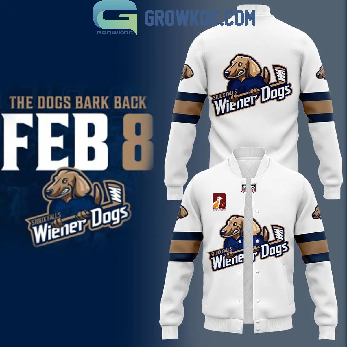 Sioux Falls Stampede Sioux Falls Wiener Dogs 2024 Full White Baseball Jacket 1 3K7JT