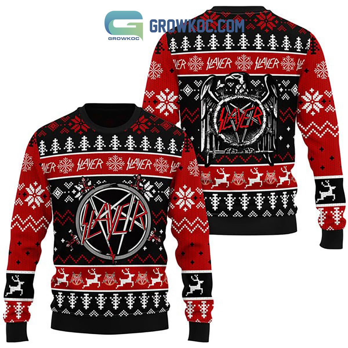 Slayer American Thrash Metal Band Christmas Holidays King Hanneman Lombardo Araya Ugly Sweaters2B1 D0cLO