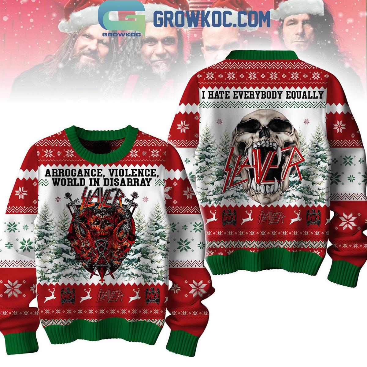 Slayer I Hate Everybody Equally Christmas Ugly Sweater 1 1C8jT