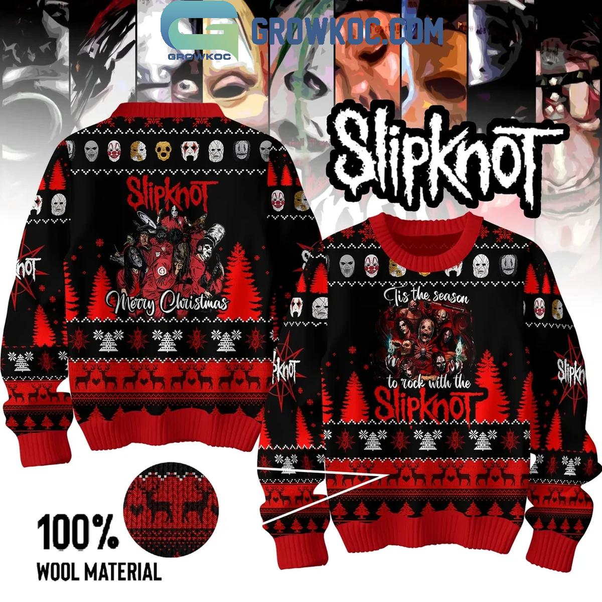 Slipknot Tis The Season To Rock With The Band Christmas 2024 Ugly Sweater 1 xgTli