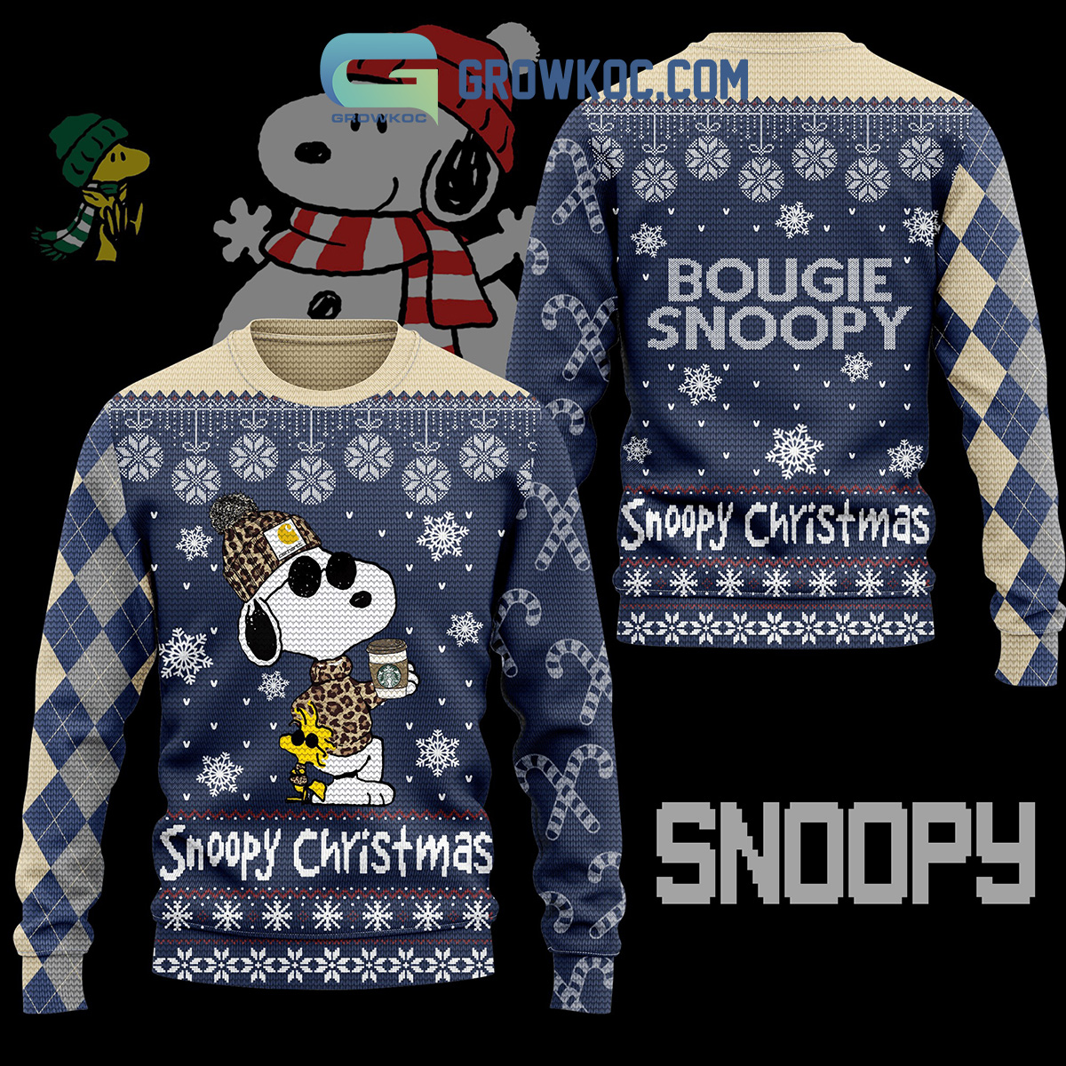 Snoopy Christmas Bougie Snoppy Seasons Greetings Ugly Sweater2B1 hPIoJ