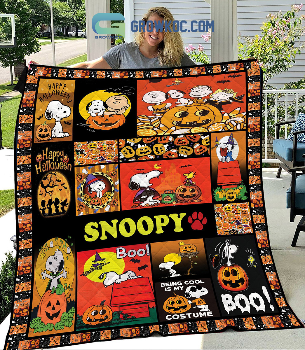 Snoopy Happy Halloween Being Cool Is My Costume Fleece Blanket Quilt2B1 MDBY3
