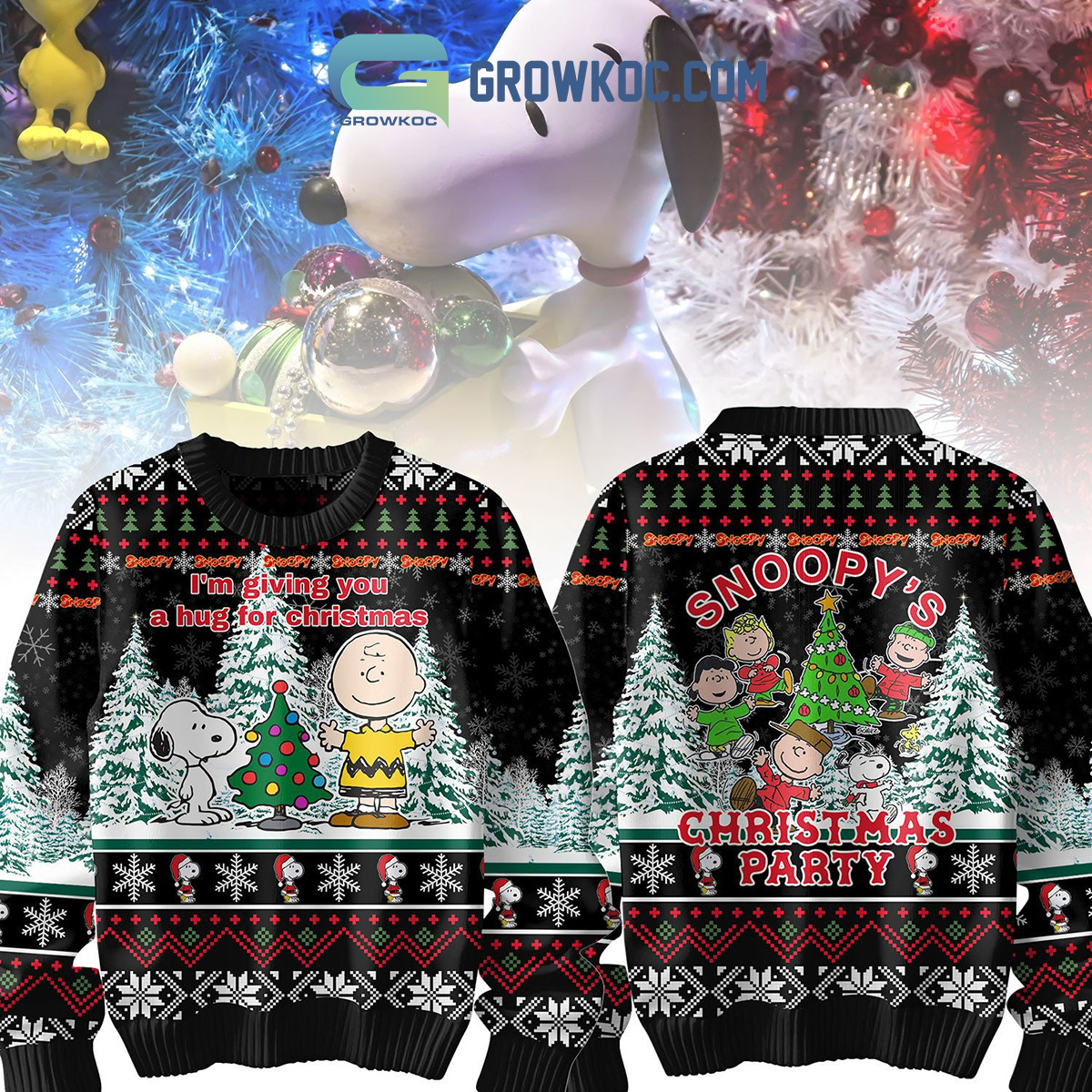 Snoopy Im Giving You A Hug For Christmas Fan Ugly Sweater2B1 QERD5