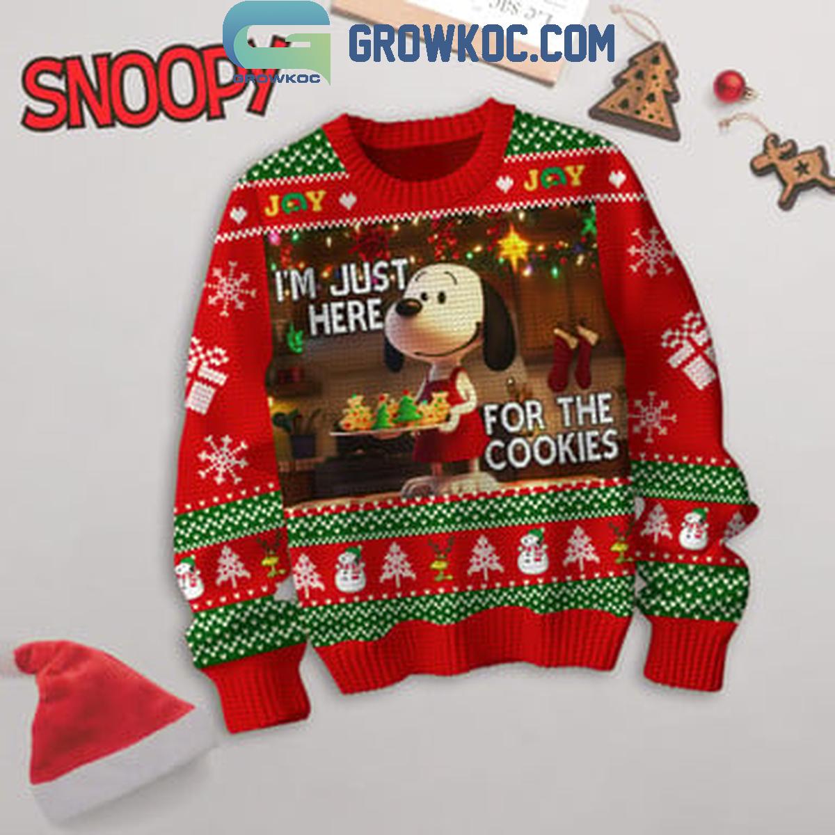 Snoopy Im Just Here For The Cookies Christmas 2024 Peanuts Ugly Sweater 1 GuQAY