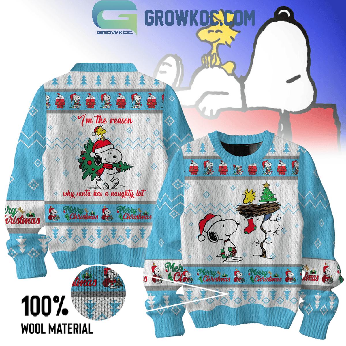 Snoopy Im The Reason Why Santa Has A Naughty List Christmas Ugly Sweater 1 K9tG5