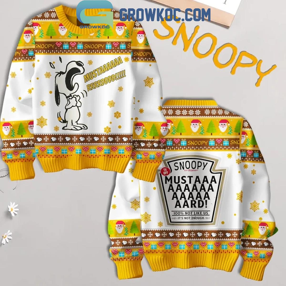 Snoopy Mustard ItE28099s Not Enough For Peanuts Christmas Ugly Sweater 1 VVx5K