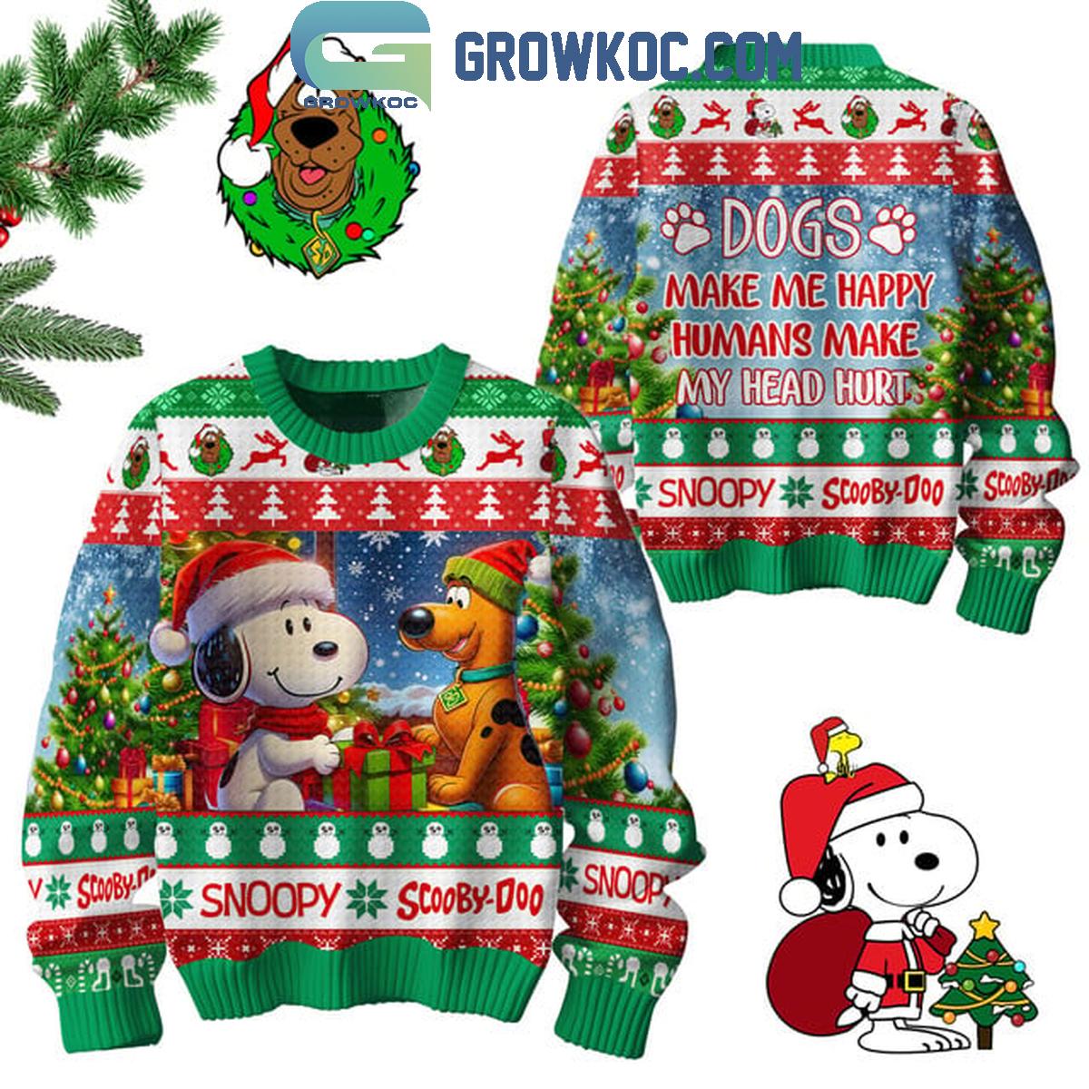 Snoopy Scooby Doo Makes Me Happy Humans Made My Head Hurt Ugly Sweater 1 7xX1R