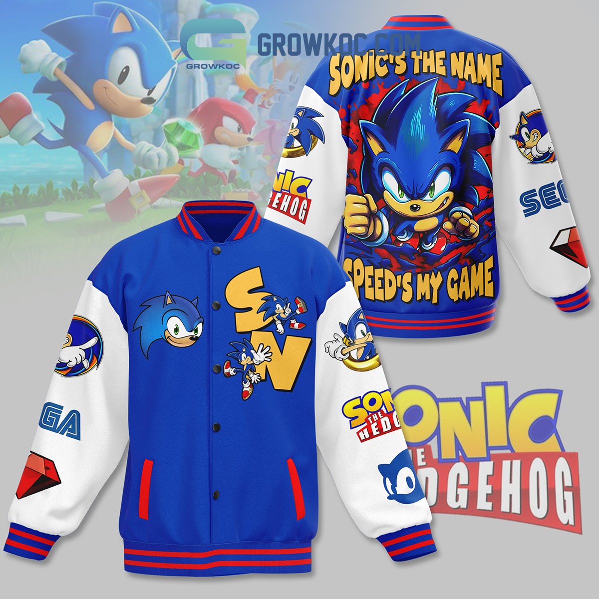 Sonic The Hedgehog Speed Is My Game Baseball Jacket2B1 6glCW
