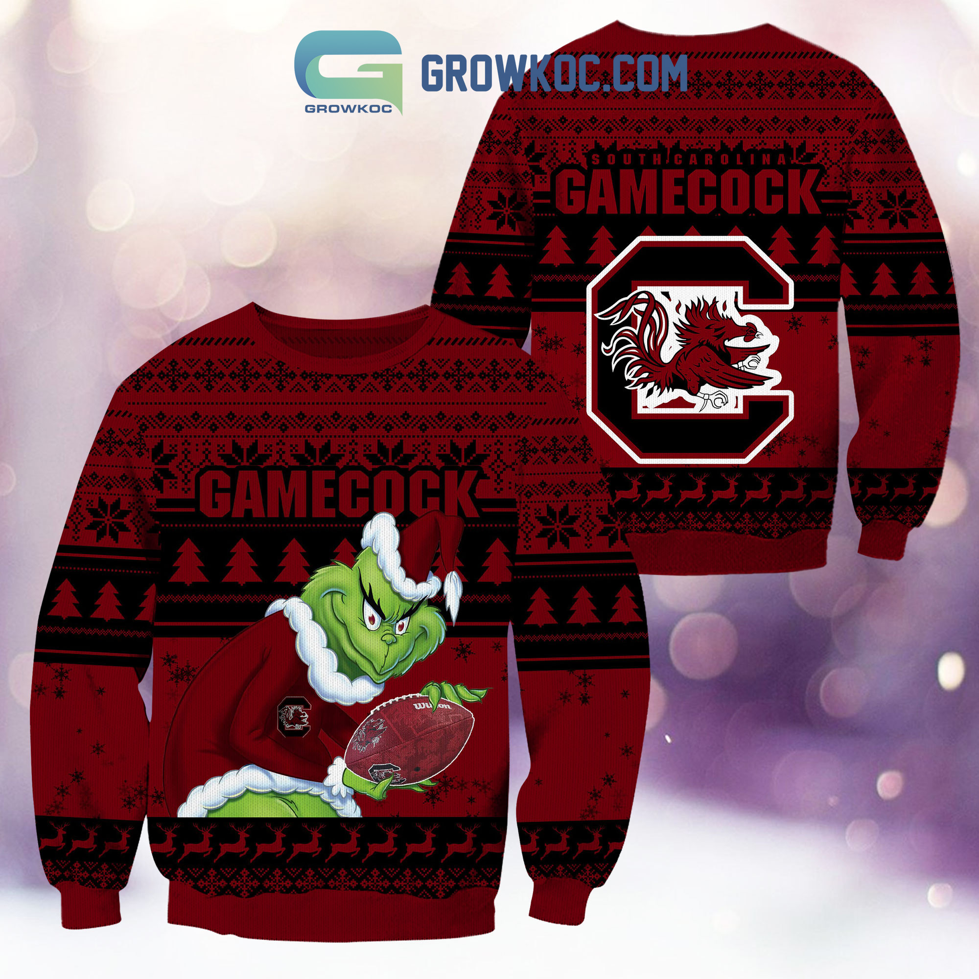 South Carolina Gamecocks Grinch NCAA Christmas Ugly Sweater2B1 gPGrx