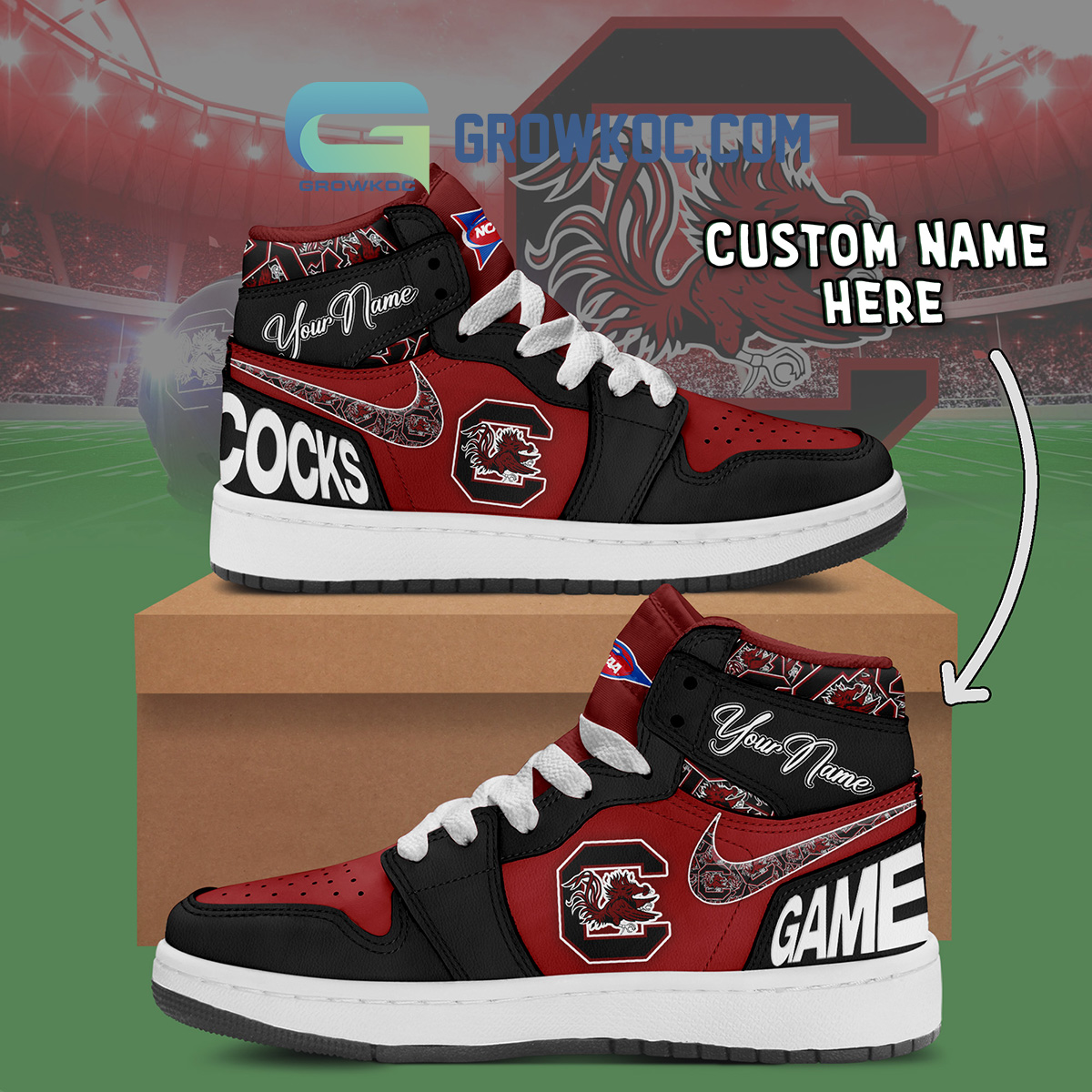 South Carolina Gamecocks NCAA Personalized Air Jordan 1 Shoes2B1 V4mT3