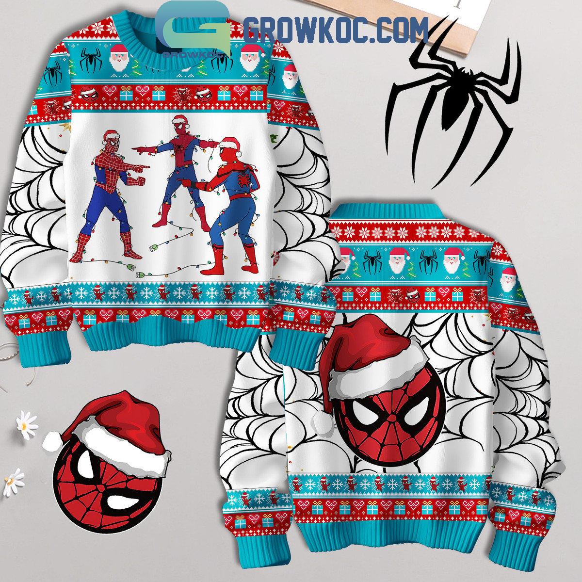 Spider Man All I Want For Christmas Marvel Movies Ugly Sweater 1 KfpSf