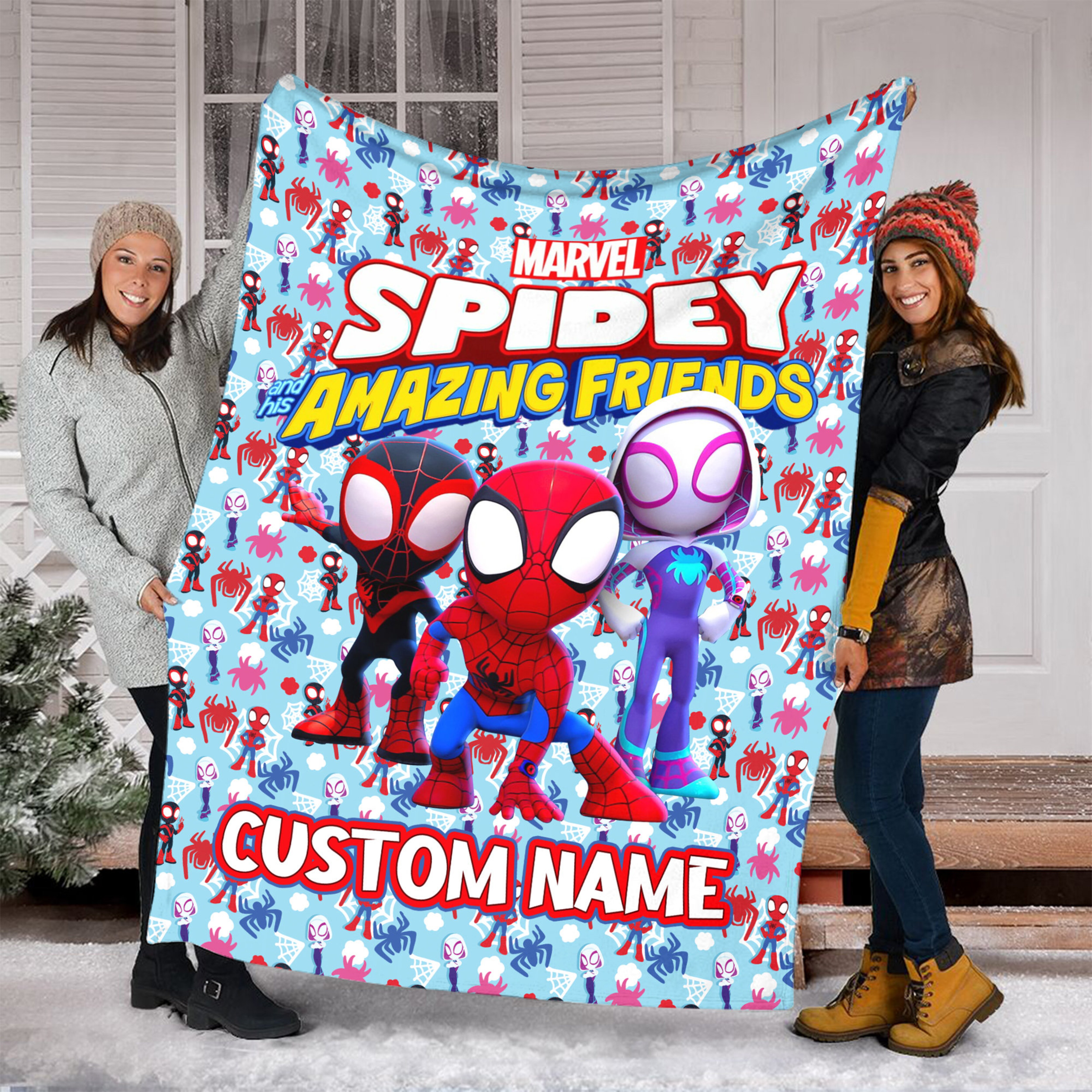 Spidey And His Amazing Friends Quilt Blanket Kids Birthday Gift Custom Blanket Gift Spiderman Fleece Blanket 0