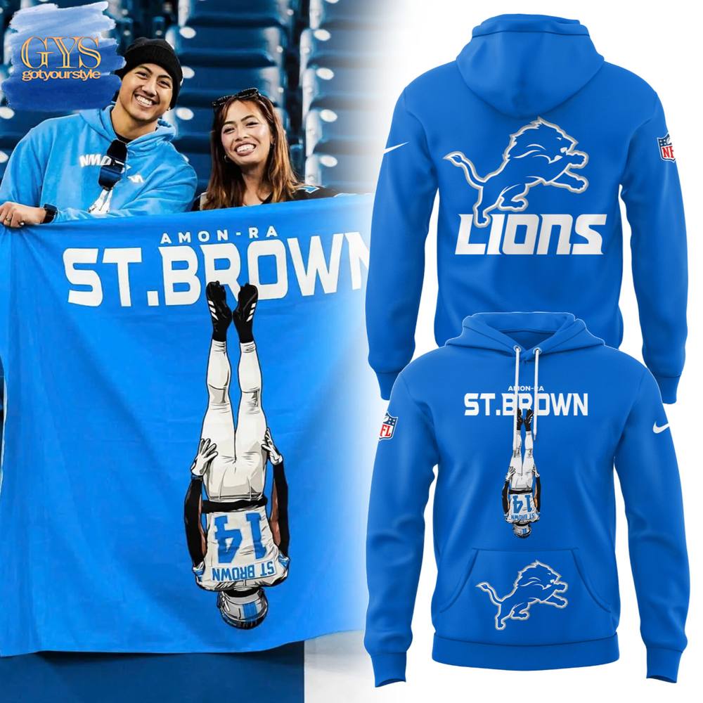 StBrown Detroit Lions Limited Edition Blue Hoodie 3