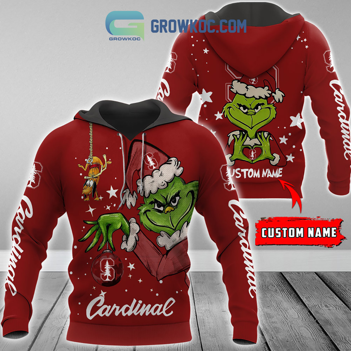Stanford Cardinal Grinch Christmas Personalized NCAA Hoodie Shirts2B1 Xab4f