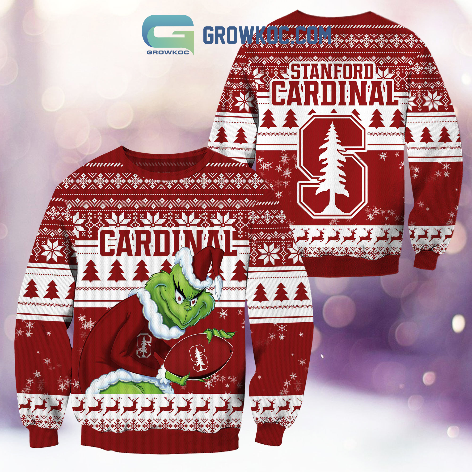 Stanford Cardinal Grinch NCAA Christmas Ugly Sweater2B1 oUwVf